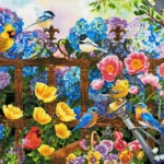 Hydrangea Garden Birds-Square Drills