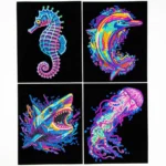 Neon Sea Life -Dotzies Flock 4 Pack