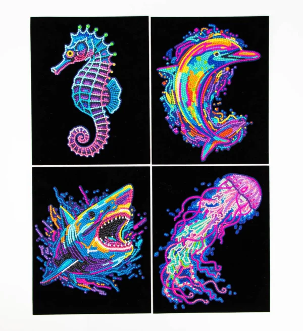 Neon Sea Life -Dotzies Flock 4 Pack
